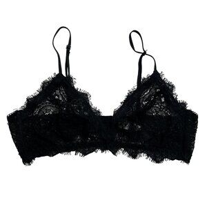 Anine Bing Lace Bra with Trim in Black